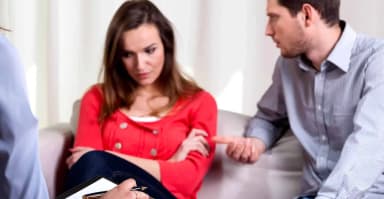 Couple in a marriage mentoring session